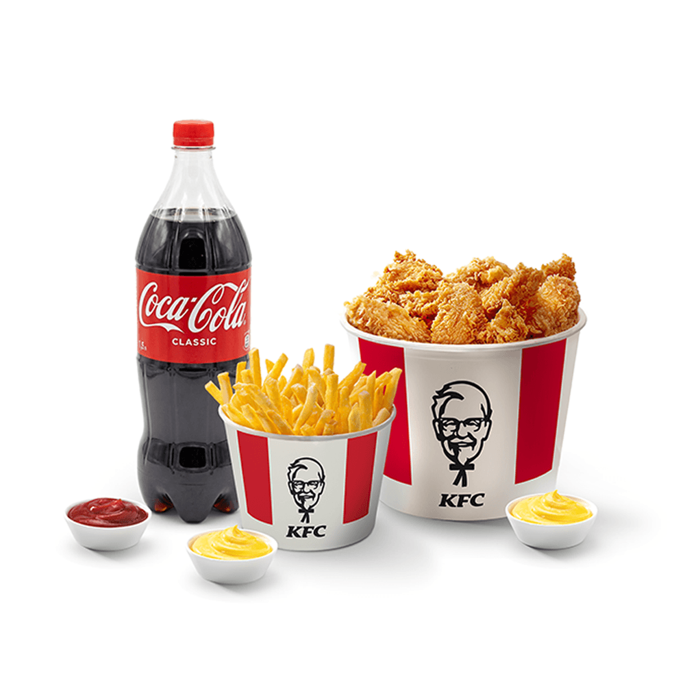 KFC. Баскет 9 КРЫЛЫШЕК 9 СТРИПСОВ КОМБО